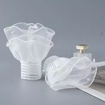 1 пара женских манжет на запястье, прозрачные кружевные эластичные искусственные жемчужные украшения, противоскользящие оборки, украшение на запястье, однотонные поддельные манжеты принцессы, реквизит для фотосъемки чёрный