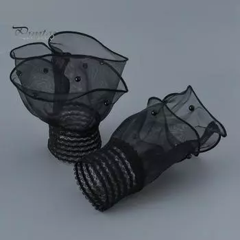 1 пара женских манжет на запястье, прозрачные кружевные эластичные искусственные жемчужные украшения, противоскользящие оборки, украшение на запястье, однотонные поддельные манжеты принцессы, реквизит для фотосъемки чёрный