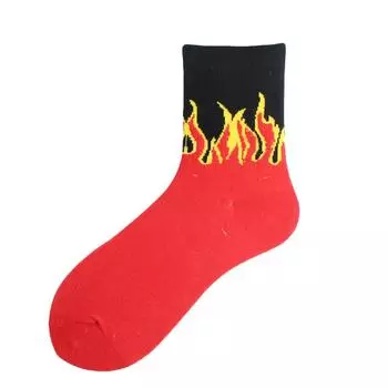 1 пара женских модных хип-хоп носков Color On Fire Crew Socks Red Flame Blaze Power Torch Hot Warmth Street Skateboard Socks
