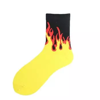 1 пара женских модных хип-хоп носков Color On Fire Crew Socks Red Flame Blaze Power Torch Hot Warmth Street Skateboard Socks