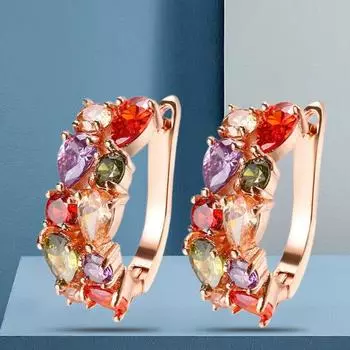 1 пара женских модных серег с цветным цирконием, аксессуар-обруч