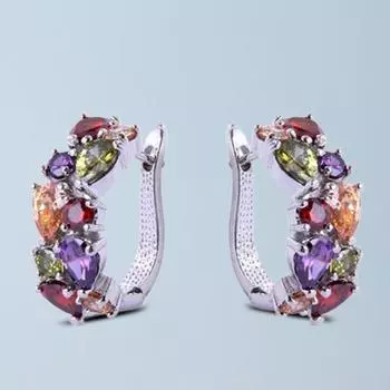 1 пара женских модных серег с цветным цирконием, удобный для ношения аксессуар