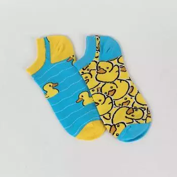 1 пара женских мультяшных милых носков до щиколотки с дизайном утки, разноцветные, игривый стиль, мягкая дышащая ткань для повседневной носки One Size