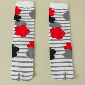 1 пара женских мультяшных носков с двумя пальцами из гребенного хлопка, японские красочные жаккардовые носки с раздельным пальцем, цветочные милые смешные носки-гольфы таби EU36-39