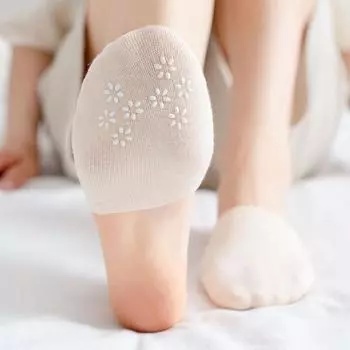 1 пара женских невидимых полуносков для высоких каблуков, нескользящие носки-лодочки для передней части стопы, дышащие хлопковые женские носки чёрный