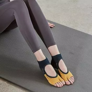 1 пара женских носков без пальцев с нескользящими ручками, мягкие дышащие, эластичные, износостойкие носки для пилатеса, фитнеса, йоги коричневый