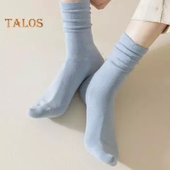 1 пара женских носков без запаха, однотонные, в стиле ретро, высокая эластичность, противоскользящие, дышащие, мягкие, впитывающие пот, противоусадочные, спортивные хлопковые носки хаки