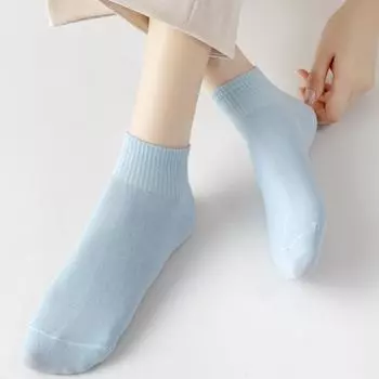 1 пара женских носков без запаха, однотонные, ярких цветов, высокая эластичность, противоскользящие, дышащие, мягкие, впитывающие пот, противоусадочные, спортивные хлопковые носки синий