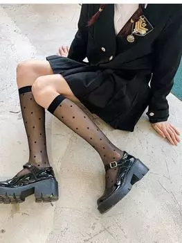 1 пара женских носков до щиколотки, модные универсальные, черно-белые, однотонные, с принтом в горошек, мягкие, удобные, легкие, дышащие носки One Size