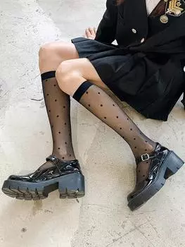 1 пара женских носков до щиколотки, модные универсальные, черно-белые, однотонные, с принтом в горошек, мягкие, удобные, легкие, дышащие носки One Size