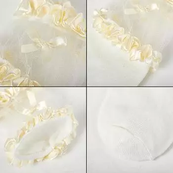 1 пара женских носков до середины икры, осенне-весенние носки с кружевной отделкой бантом чёрный