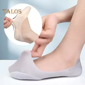 1 пара женских носков-лодочек, невидимые, с глубоким вырезом, неглубокие, противоударные, с губкой, противоскользящие, высокая эластичность, мягкие дышащие, без запаха, однотонные, резаные носки серый