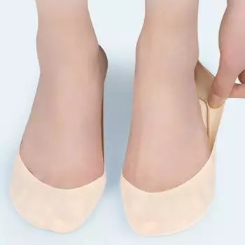1 пара женских носков-лодочек, невидимые, с глубоким вырезом, неглубокие, противоударные, с губкой, противоскользящие, высокая эластичность, мягкие дышащие, без запаха, однотонные, резаные носки бежевый