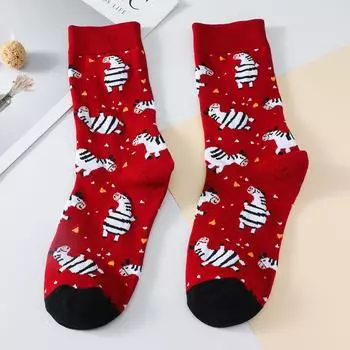 1 пара женских носков с мультяшным рисунком зебры, пчелы, ежа, коровы, забавные носки с принтом животных, модные, повседневные, цветные, хлопковые носки до щиколотки EU 36-39