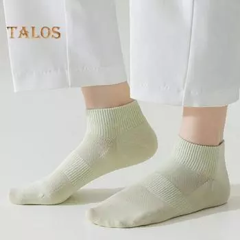 1 пара женских носков с полой сеткой и средней трубкой, без запаха, однотонные, высокая эластичность, противоскользящие, дышащие, мягкие, впитывающие пот, противоусадочные, спортивные хлопковые носки розовый/телесный