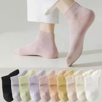 1 пара женских носков с полой сеткой и средней трубкой, без запаха, однотонные, высокая эластичность, противоскользящие, дышащие, мягкие, впитывающие пот, противоусадочные, спортивные хлопковые носки розовый/телесный