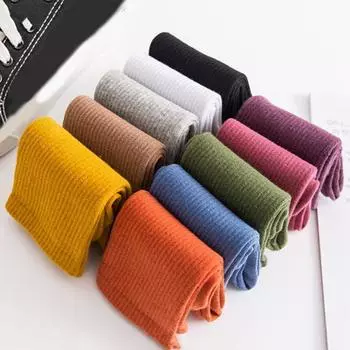 1 пара женских носков средней длины в японском стиле, однотонные, высокоэластичные, противоскользящие, утолщенные, мягкие, теплые, впитывающие пот, противоусадочные спортивные носки белый