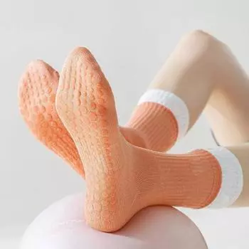 1 пара женских носков-тапочек, противоскользящие, силиконовые, посередине, без запаха, утолщенные серый