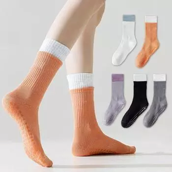 1 пара женских носков-тапочек, противоскользящие, силиконовые, посередине, без запаха, утолщенные серый