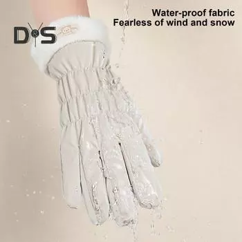 1 пара женских осенне-зимних перчаток, толстые плюшевые водонепроницаемые ветрозащитные перчатки с пятью пальцами, декорированные бантом, толстые нескользящие теплые перчатки для езды на велосипеде серый
