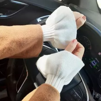 1 пара женских перчаток без пальцев со съемными манжетами, модные однотонные манжеты на запястье с оборками