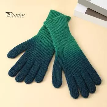 1 пара женских перчаток осень-зима с сенсорным экраном, контрастного цвета, трикотажные, с пятью пальцами, эластичные, противоскользящие, теплые, ветрозащитные, для езды на велосипеде на открытом воздухе жёлтый