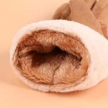 1 пара женских перчаток, осенне-зимние милые пушистые теплые варежки, варежки с длинными пальцами, женские спортивные перчатки на открытом воздухе, экран чёрный