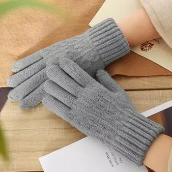 1 пара женских перчаток, теплые удобные перчатки с сенсорным экраном и полным пальцем, зимние велосипедные перчатки для вождения на открытом воздухе чёрный