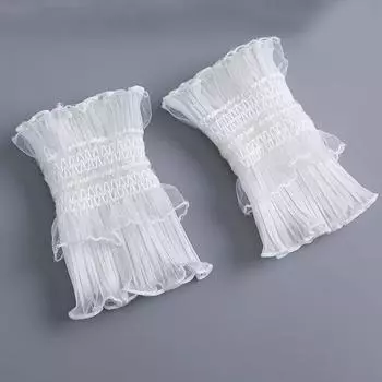 1 пара женских поддельных манжет с милыми цветочными кружевными роговыми манжетами, рубашка, съемные поддельные рукава, свитер, манжеты на запястье, свитер, блузка, роговые манжеты