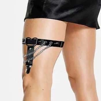 1 пара женских подвязок для ног, кольцо для чулок с заклепками и сердечками из искусственной кожи, регулируемое кольцо для бедра в стиле хип-хоп, готическое кольцо для косплея, медовый месяц, соблазнительный пояс для чулок, нескользящий чёрный
