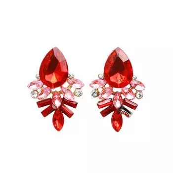 1 пара женских преувеличенных полых страз в богемном стиле, легкие украшения для ушей из нержавеющей стали, ювелирные изделия для отдыха красный