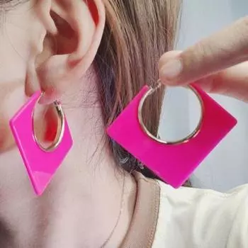 1 пара женских преувеличенных ромбовидных легких украшений для ушей, женских обручей для выпускного вечера, коктейлей и вечеринок чёрный