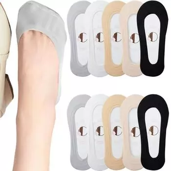 1 пара женских противоскользящих невидимых носков, шелковые носки до щиколотки, летние ультратонкие дышащие носки, низкие носки чёрный