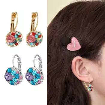 1 пара женских разноцветных гладких клипсов из искусственного хрусталя со стразами, противоскользящие украшения для ушей, женские украшения