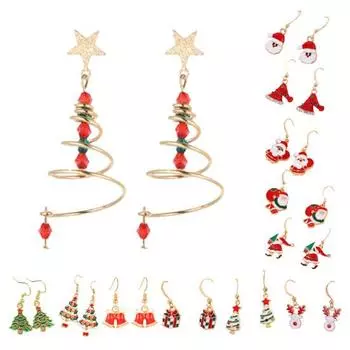 1 пара женских рождественских сережек для девочек, милые рождественские чулки в виде снеговика, Санты, рождественской елки, снежинки, серьги-подвески из сплава, серьги для праздничной вечеринки