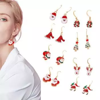 1 пара женских рождественских сережек для девочек, милые рождественские чулки в виде снеговика, Санты, елки, снежинки, сплава, серьги-подвески, праздничные серьги для вечеринок, мода