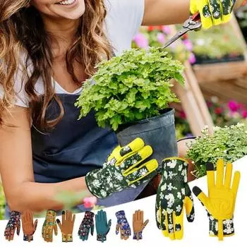 1 пара женских садовых перчаток, износостойкие, толстые, с пятью пальцами, противоскользящие, впитывающие пот, устойчивые к царапинам, перчатки для прополки, копания, посадки синий