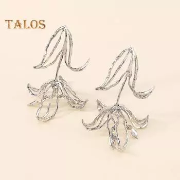 1 пара женских серег 3D цветок в форме тюльпана полые из нержавеющей сплава украшения для ушей ювелирные изделия длинные висячие серьги для выпускного вечера висячие серьги золотистый