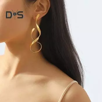 1 пара женских серег, асимметричные геометрические полые ювелирные изделия из полированного сплава, гладкая поверхность, однотонные висячие серьги для клубной вечеринки серебряный