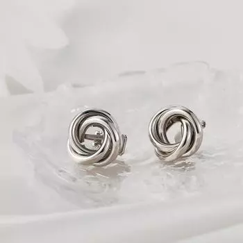 1 пара женских серег-гвоздиков из полой металлической проволоки запутанной формы с гальваническим покрытием, антиаллергенные золотистый