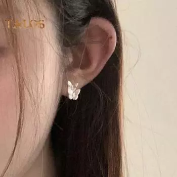 1 пара женских серег-гвоздиков с 3D декором в виде бабочки OL серьги-гвоздики для поездок на работу, серьги-гвоздики для выпускного вечера и вечеринки, ювелирные изделия для ушей серебряный