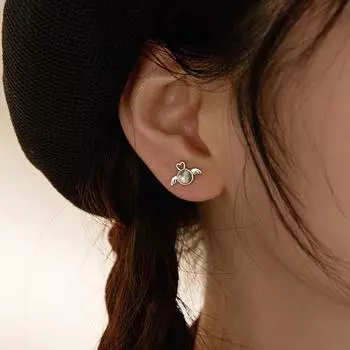 1 пара женских серег-гвоздиков с ангелами и демонами, минималистичная инкрустация, индивидуальный градиент цвета ушей