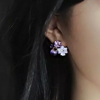 1 пара женских серег-гвоздиков с цветами и стразами, ювелирные изделия с кубическими искусственными кристаллами, серьги-гвоздики для