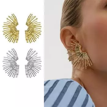 1 пара женских серег-гвоздиков в форме солнечного цветка, полые нержавеющие серьги с гальваническим покрытием, противоскользящие, противоаллергические, легкие украшения для ушей, ювелирные изделия, гладкие серьги-гвоздики золотистый