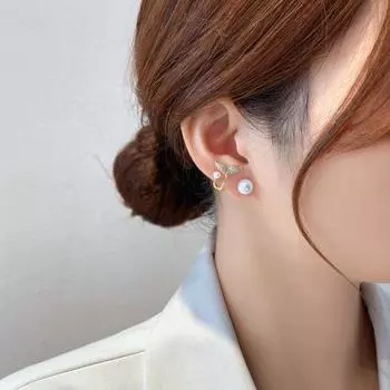 1 пара женских серег-гвоздиков в форме рыбьего хвоста, искусственный жемчуг и стразы, полированные серьги-гвоздики для выпускного вечера, женские украшения для свиданий золотистый