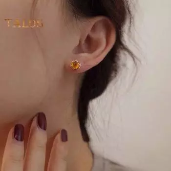 1 пара женских серег-гвоздиков в стиле ретро геометрической формы, янтарные гладкие легкие украшения для ушей, женские серьги-гвоздики для выпускного вечера, коктейля и вечеринки жёлтый