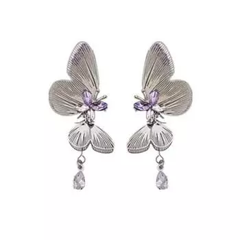 1 пара женских серег, инкрустированных кубическим цирконием, серьги в форме бабочек, серьги-пусеты для свидания, ювелирные аксессуары Butterfly
