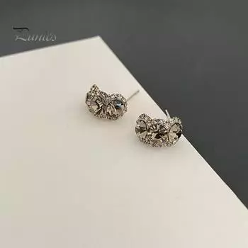 1 пара женских серег, инкрустированных стразами, блестящие, легкие, роскошные, шикарные, уникальные, висячие серьги из сплава C, подарок чёрный