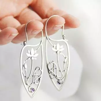 1 пара женских серег, изысканные ювелирные изделия, темпераментные серьги-гвоздики с цветочным принтом для свадьбы фиолетовый