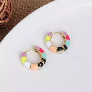 1 пара женских серег-кольца, круглые серьги в этническом богемном стиле, красочные женские серьги разноцветный
